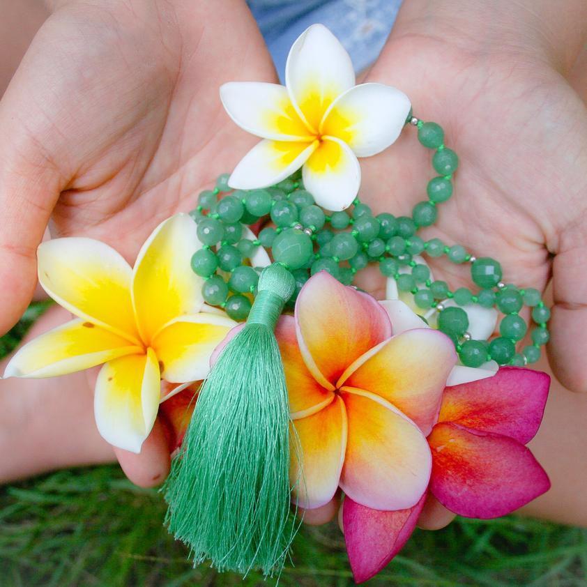 Yoga Jewelry - Gemstone Mala Necklace with Tassel - Blooming Lotus Jewelry