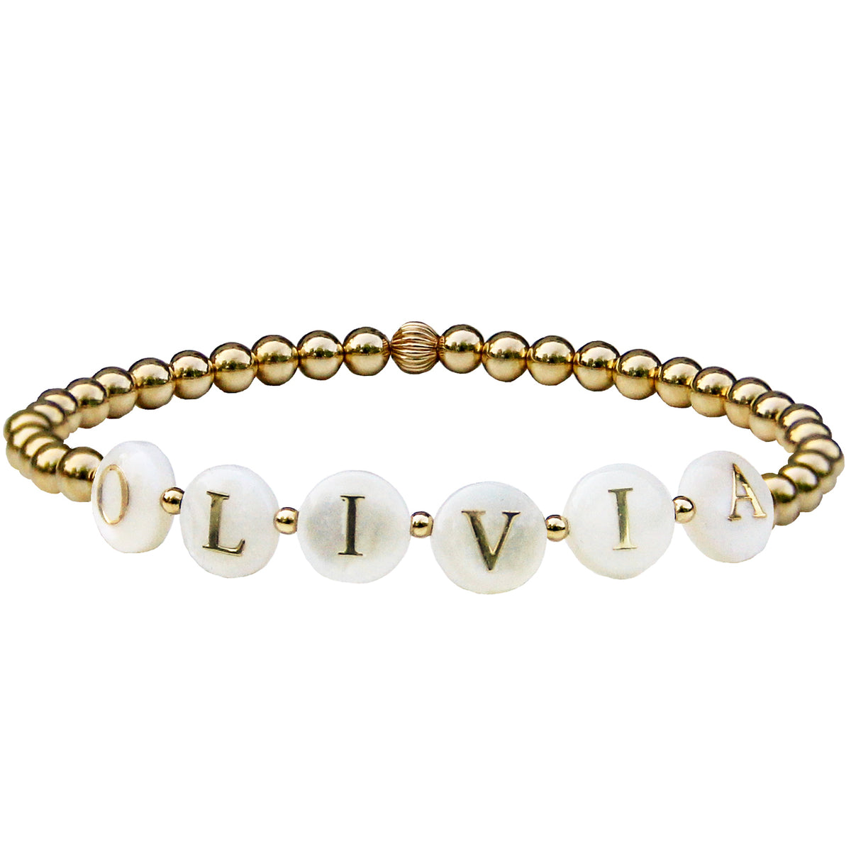 Gold Beaded NAME Bracelet, Gold Beaded