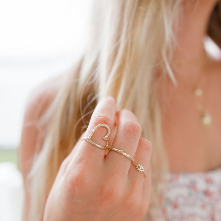 Skinny Olive Branch Ring | Solid 14k Gold