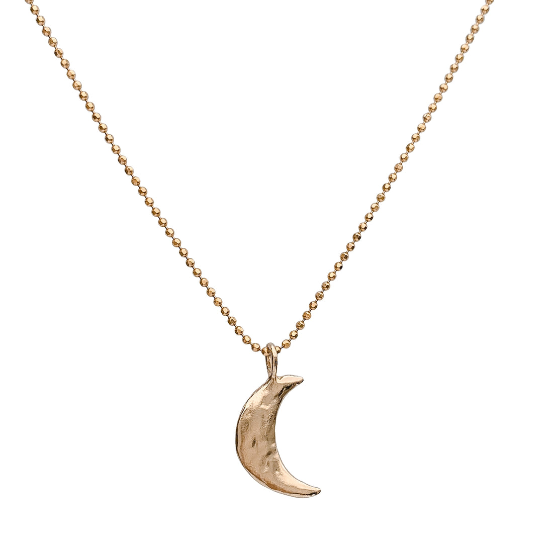 Gold Crescent Moon Necklace on diamond cut twinkle chain - Blooming Lotus Jewelry