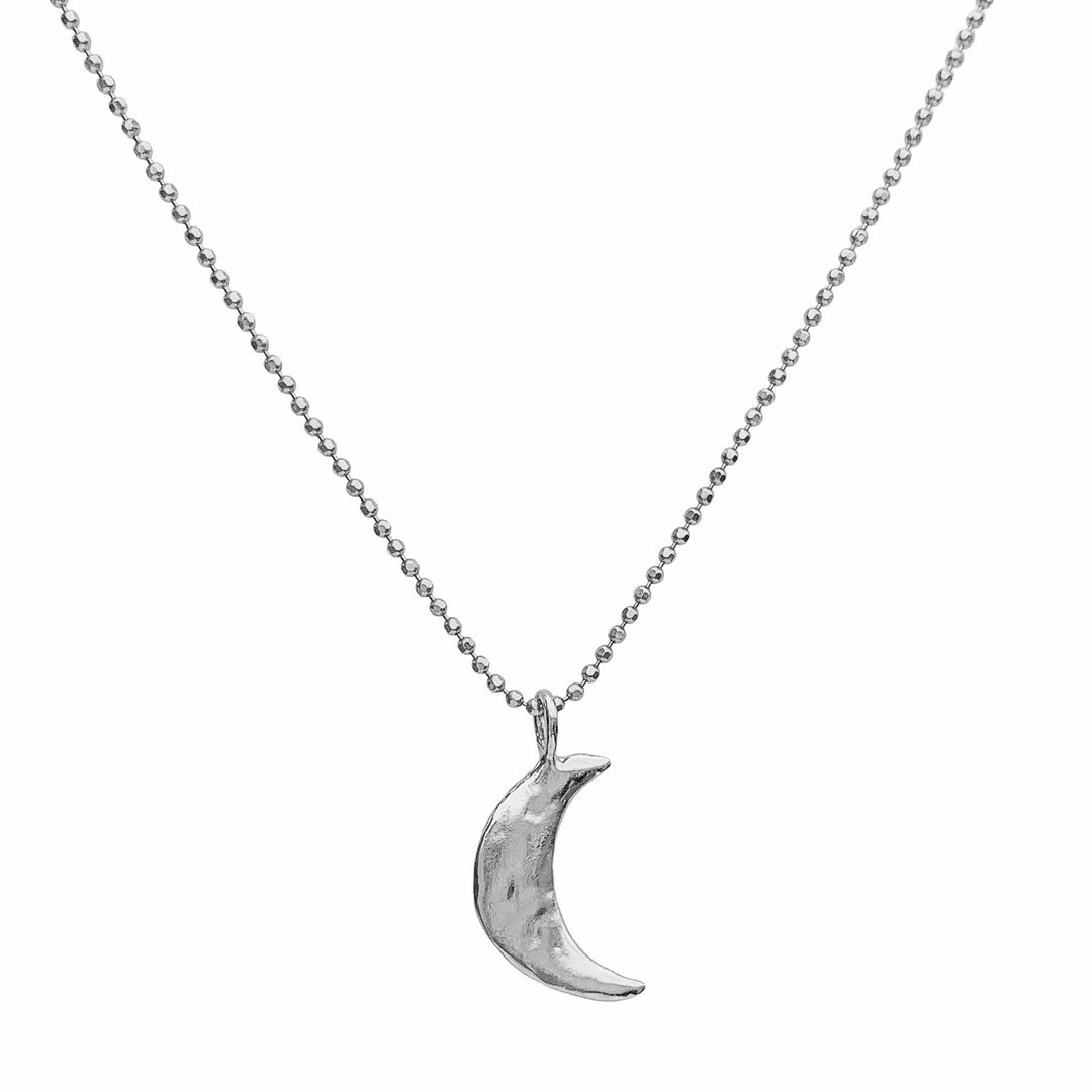 Crescent Moon Necklace silver Luna - twinkle bead chain - Blooming Lotus Jewelry