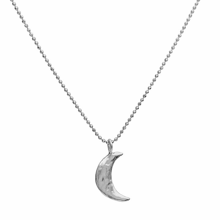 Crescent Moon Necklace silver Luna - twinkle bead chain - Blooming Lotus Jewelry