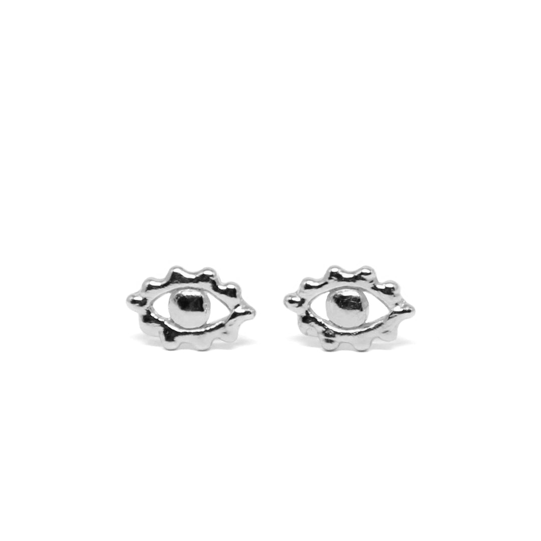 Evil Eye Stud Earrings - silver - Blooming Lotus Jewelry