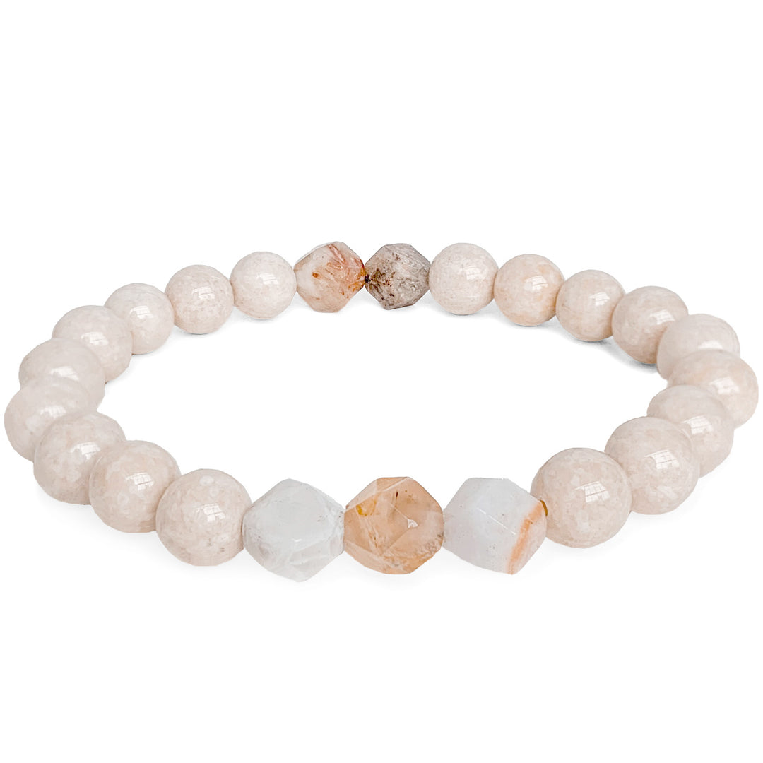 Riverstone and bamboo agate gemstone bracelet