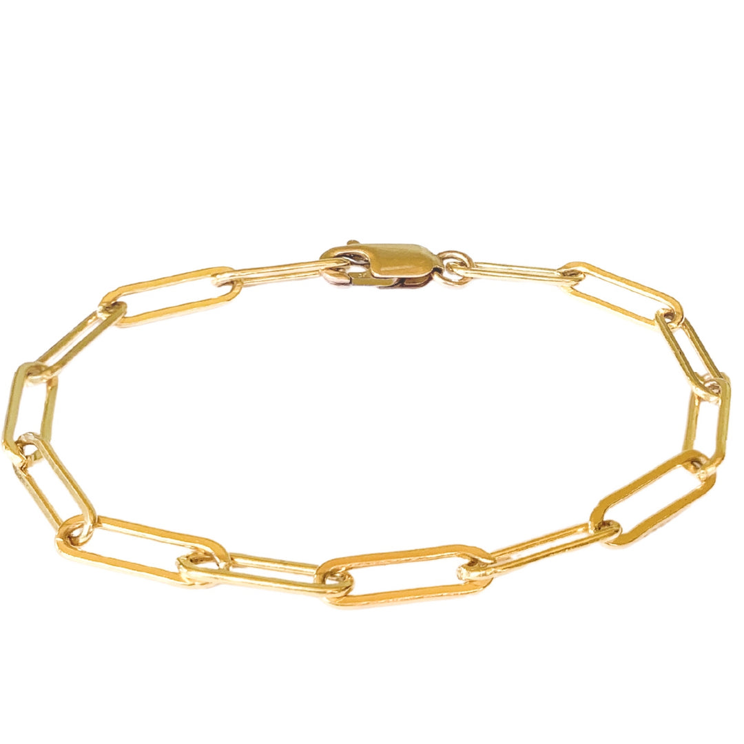 Gold Paperclip Chain thick link long front view - Blooming Lotus Jewelry