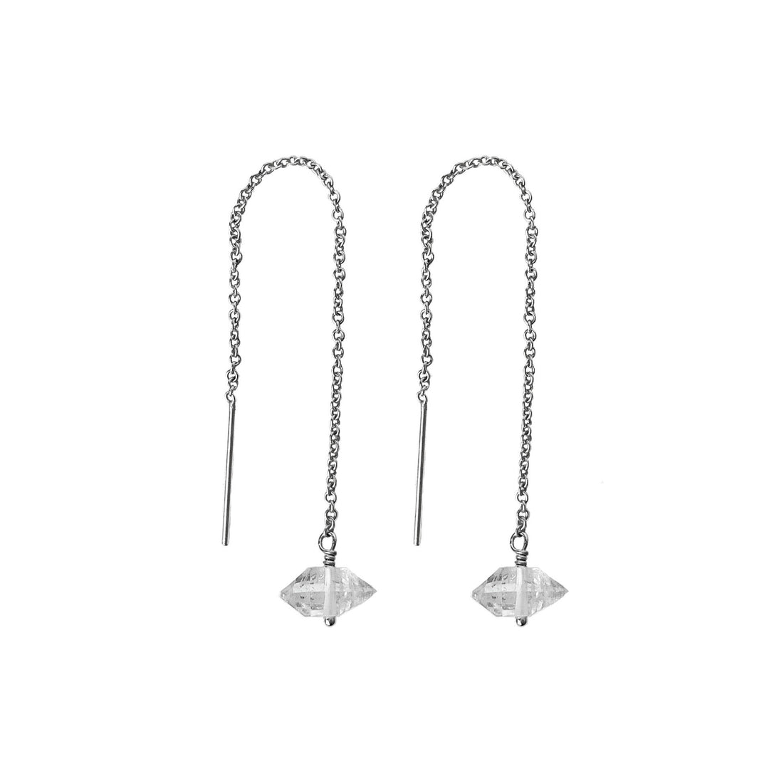 Herkimer Diamond Threaders earrings silver - Blooming Lotus Jewelry