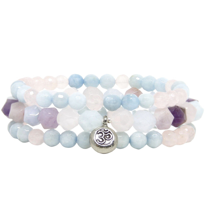 Initially Your's Rose Quartz Bracelet with Letter E Sterling Silver Charm