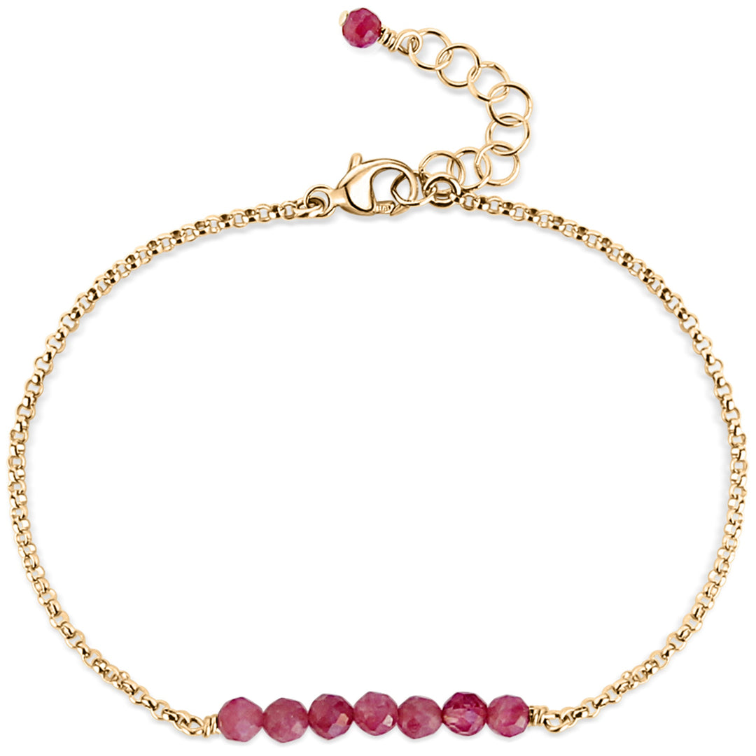 Pink Tourmaline Gemstone Balance Bar Bracelet gold with extender - Blooming Lotus Jewelry