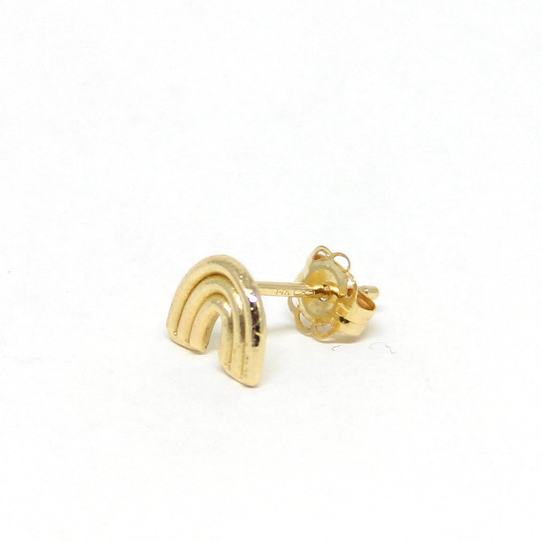 Rainbow Single Stud Earring gold side view Blooming Lotus Jewelry