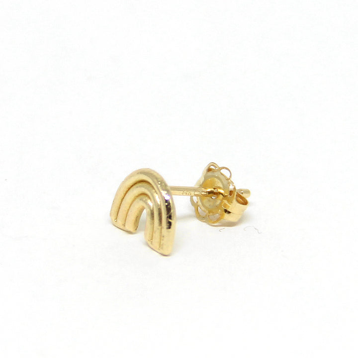 Rainbow Single Stud Earring gold side view Blooming Lotus Jewelry