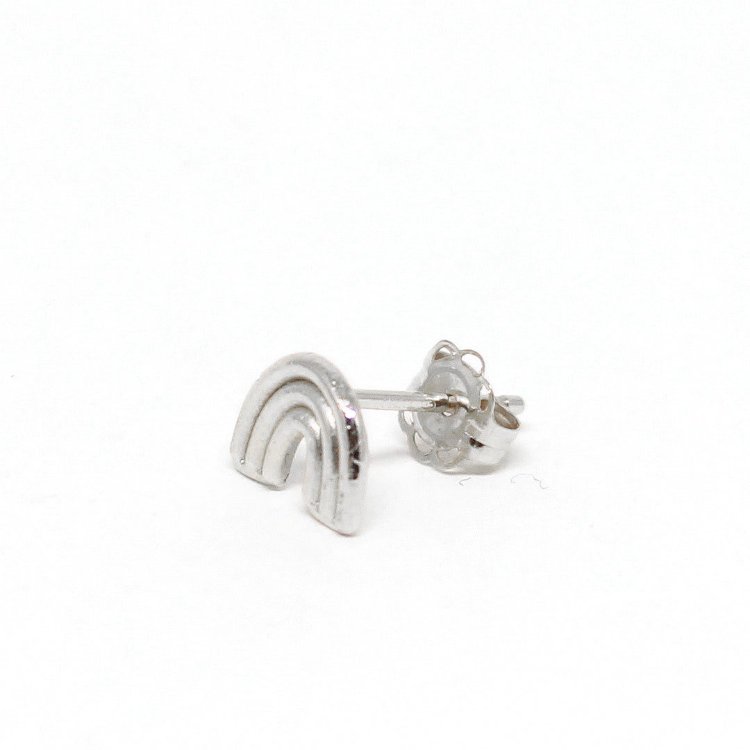 Rainbow Single Stud Earring silver side view Blooming Lotus Jewelry