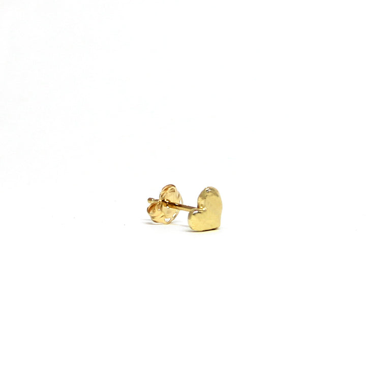 Tiny Heart Single Stud Earrings side view Blooming Lotus Jewelry