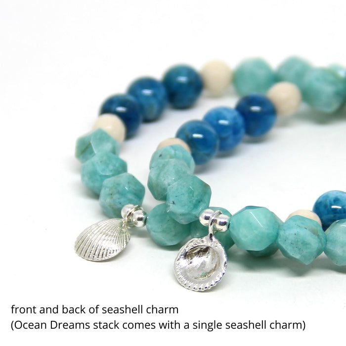 Initially Your's Blue Aquamarine Stone Bracelet with Letter R Sterling Silver Charm
